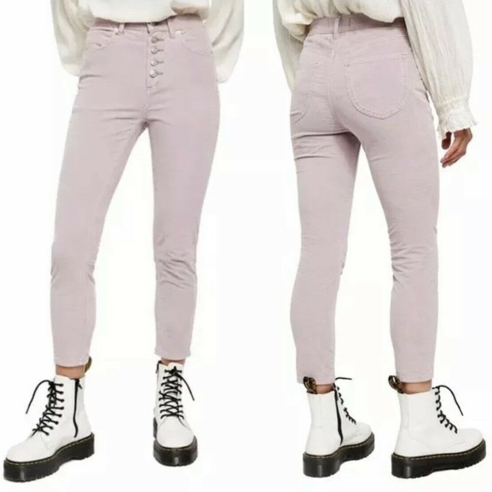 NWT Free People $88 We The Free Women Jeans 25 Sun Chaser Cord Skinny Lilac - Picture 1 of 9